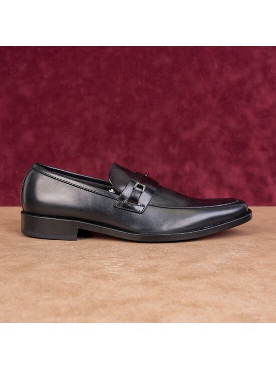 BOSS by Hugo Boss Men Dress Black Leather Horsebit Logo Loafers size 6 main image 5